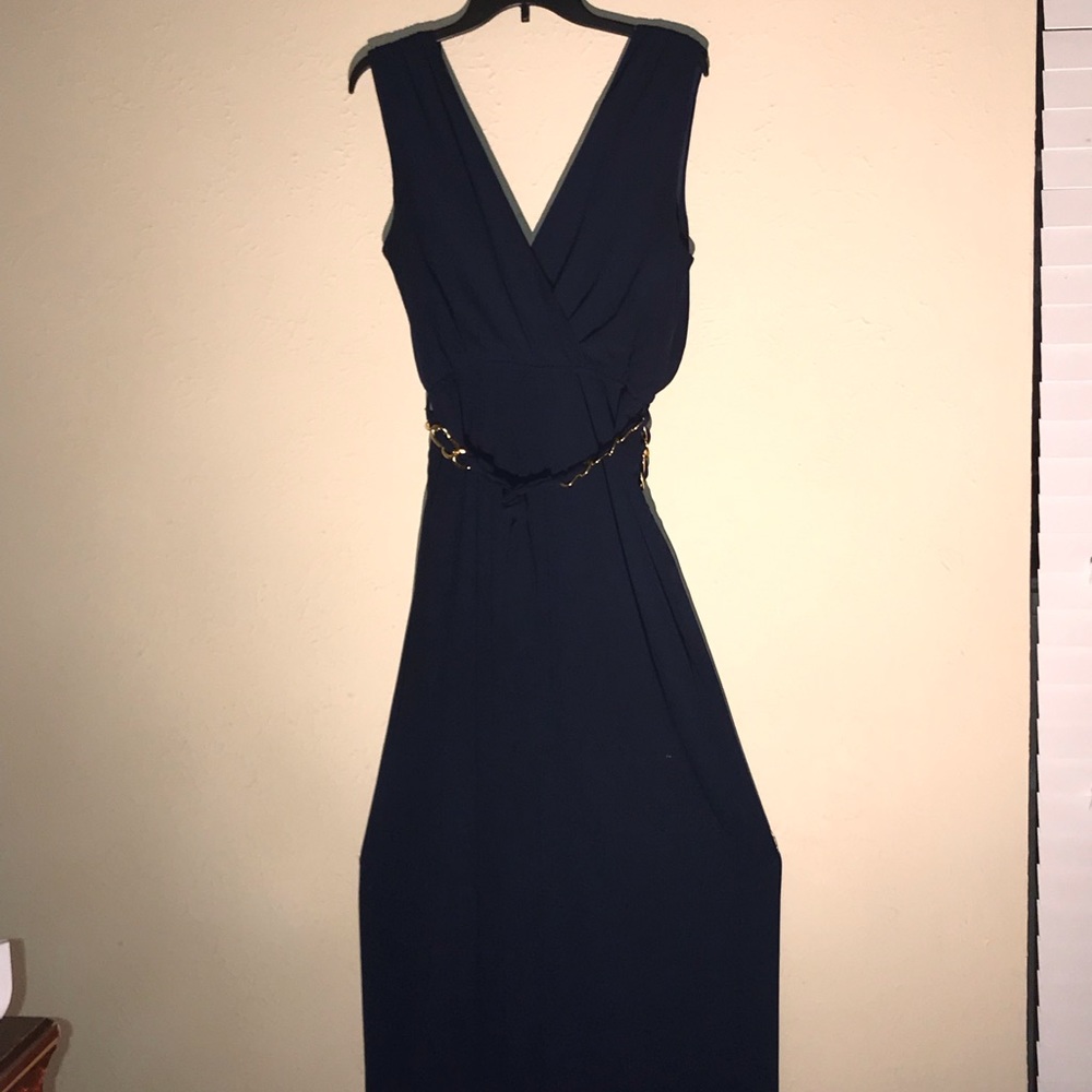 Medium Romper Blue with Gold Belt Chain